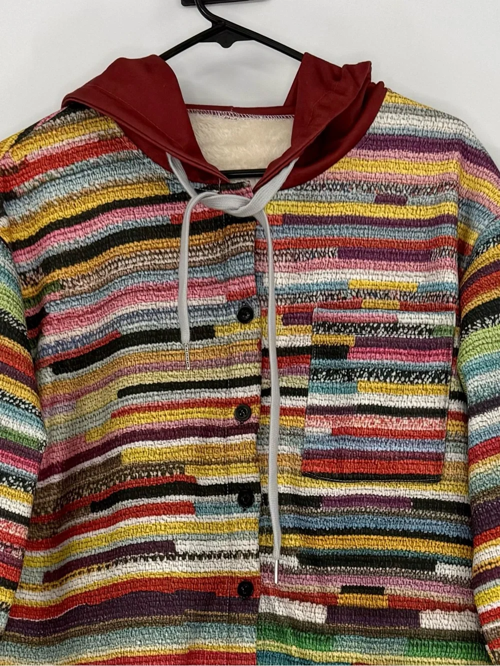 Noracora Colorful Southwestern Knit Fleece Lined Hooded Shacket Jacket, M, NWT‎